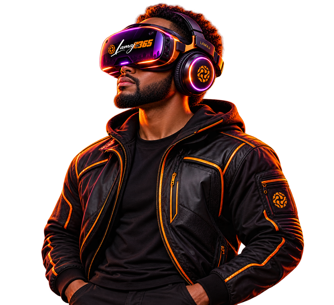 Futuristic VR Gamer in Neon Gear